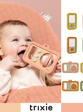 ■LENFANCE 现货 Trixie婴幼儿木质硅胶仿真手机相机模型益智玩具