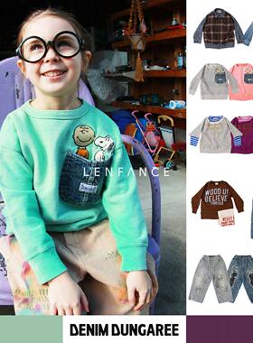 ■D13!LENFANCE现货Denim dungaree25AW日本DD儿童史努比卫衣长裤