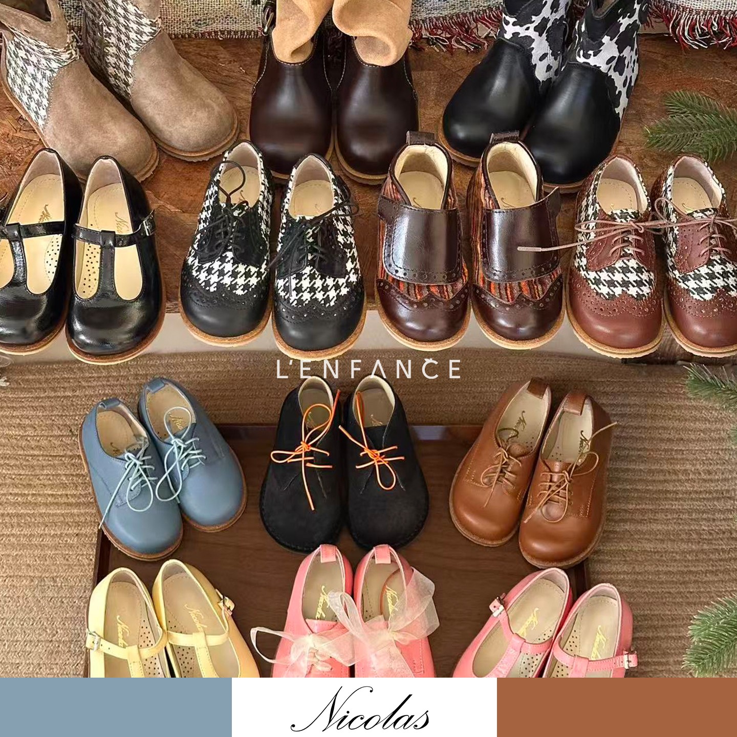 NICOLAS手工复古皮鞋中长筒靴