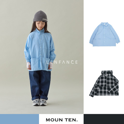 MounTen休闲纯棉衬衫连帽卫衣