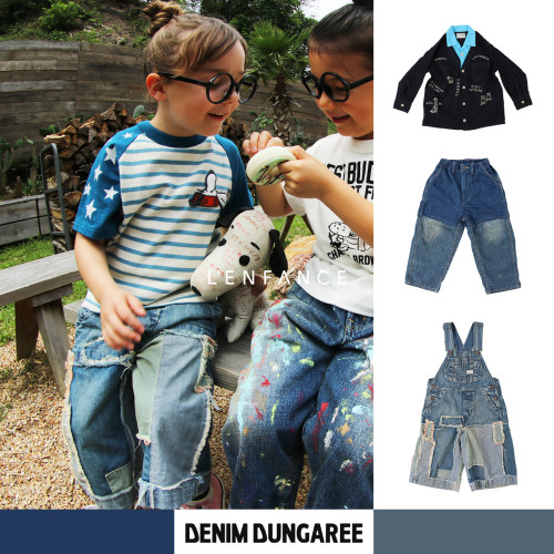 Denimdungaree儿童衬衫背带裤