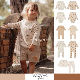 85折■LENFANCE 现货 VACVAC 经典婴童亲肤牛角包长袖包屁连体衣