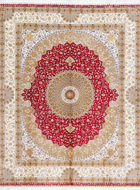 天匠手工真丝地毯红色别墅客厅卧室书房地毯纯手工编织240x310cm