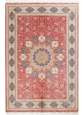 天匠手工真丝地毯红色经典波斯地毯美式地毯家用客厅180x270cm