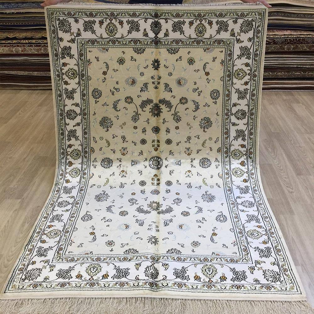 莱龙天匠小尺寸手工真丝地毯客厅挂毯卧室床边毯入户门前毯波斯毯