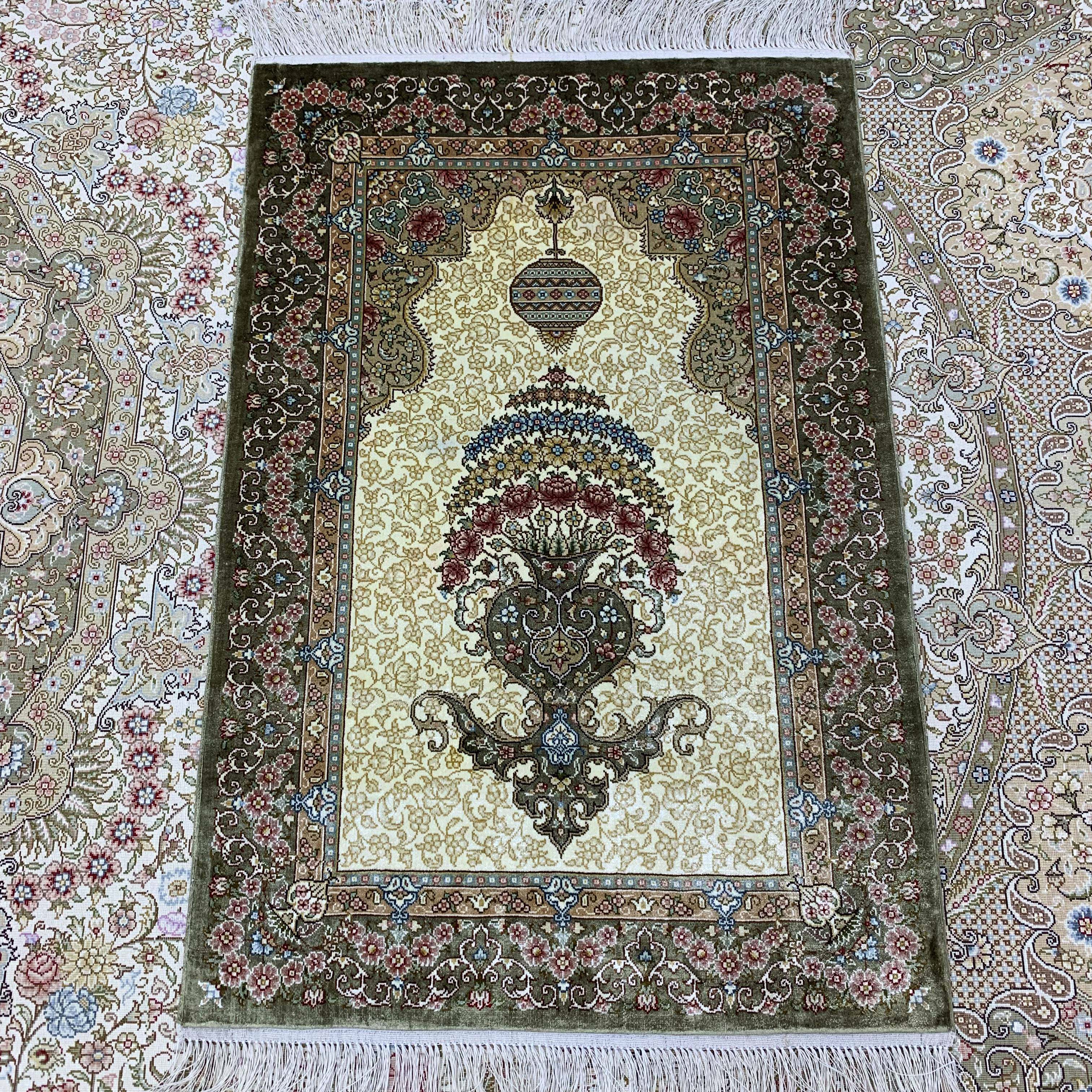 天匠地毯波斯风格手工真丝别墅卧室客厅沙发茶几地毯70cmx91cm