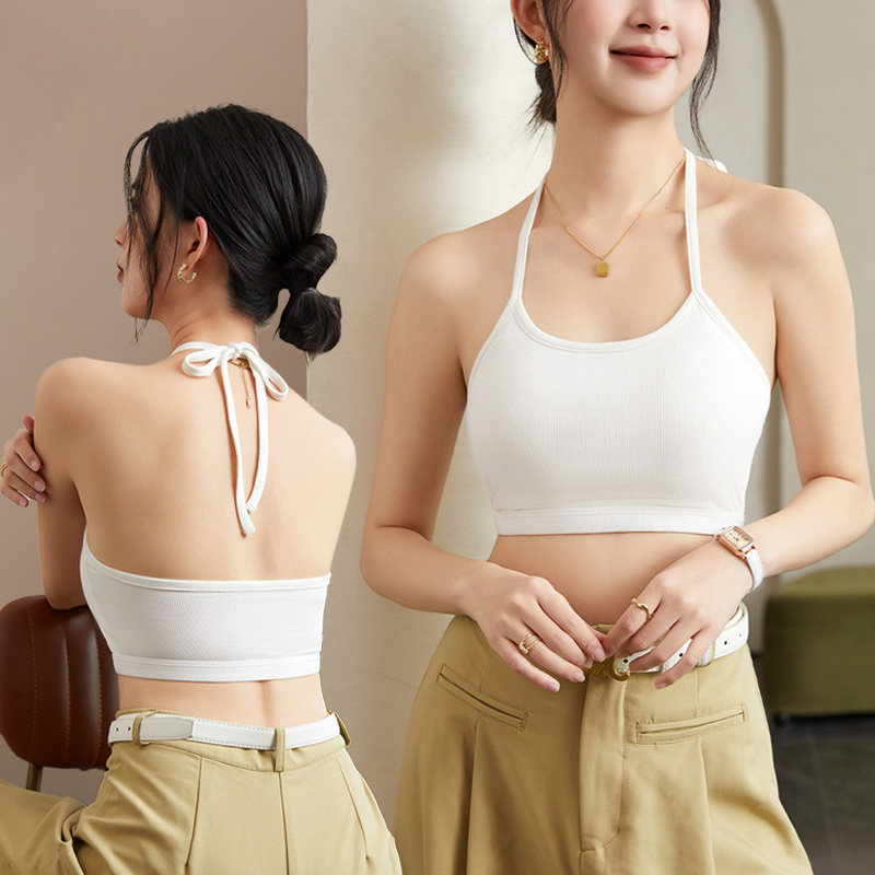 白色挂脖运动美背内搭外穿女小胸聚拢带胸垫文胸一体背心吊带抹胸,女装/女士精品,背心吊带,淘宝优惠券,粉丝福利购,淘宝优惠卷