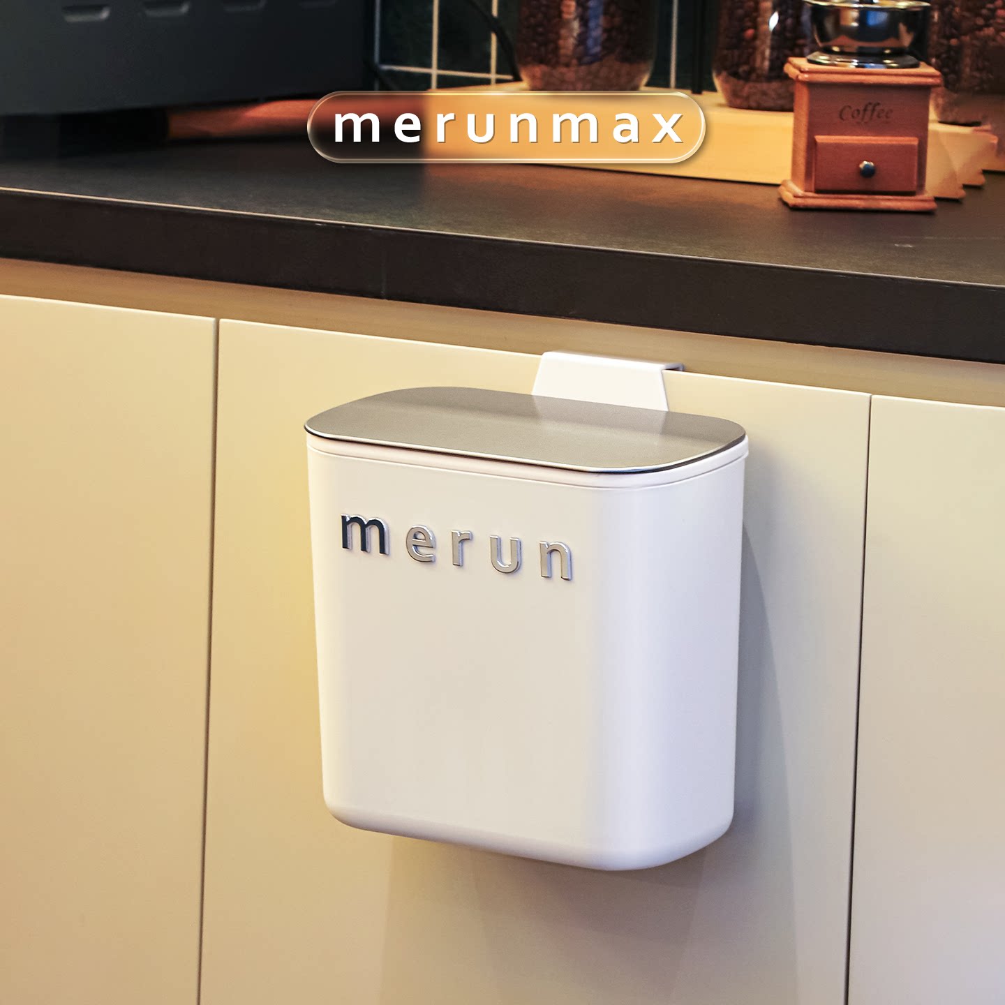 merun厨房壁挂带盖垃圾桶