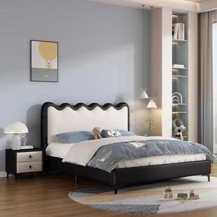 小户型儿童青少年单人床1米2男孩女孩公主床卧室卡通皮床1.35米床