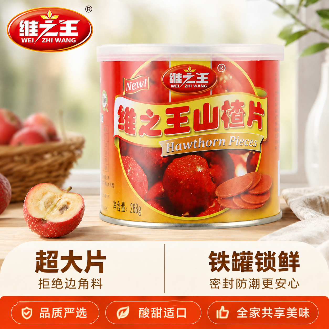 维之王山楂片268g 零食老式铁罐装无添加休闲小吃山西特产