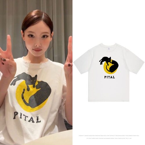 兔瓦斯林娜琏猫咪上衣服同款短袖T恤印花宽松纯棉四季男女打底衫