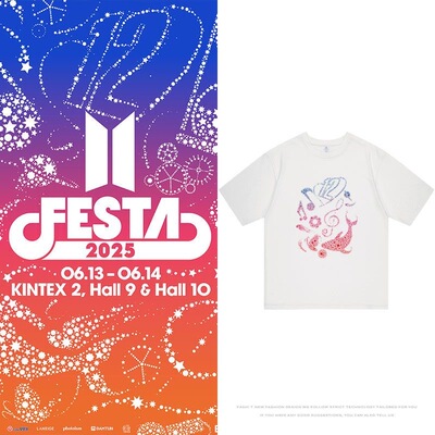 少年团12周年FESTA纪念周边同款短袖纯棉宽松印花T恤jungkook泰亨