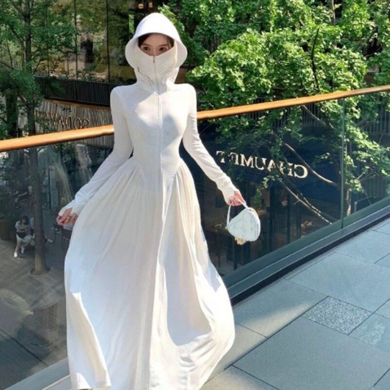 防晒衣女长款冰丝修身2026连帽防嗮服夏季新款薄款全身遮阳外套潮