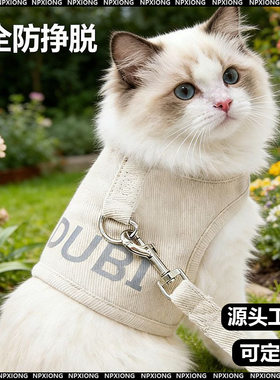 猫咪牵引绳防挣脱外出专用背心式溜猫绳猫咪防跑绳神器幼猫胸背o1