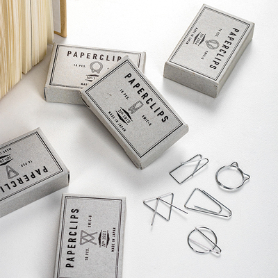 日本GINZA YOSHIDA盒装造型回形针银色可爱纸夹可作书签办公学生