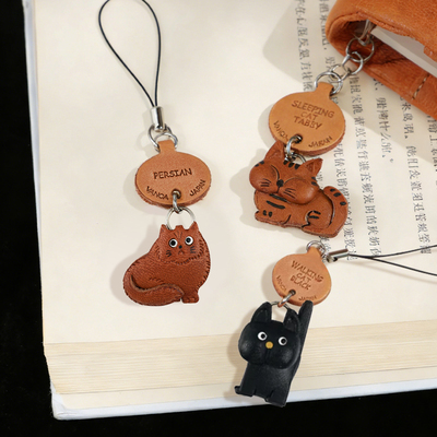 日本VANCA手帐本挂件 真皮手工挂坠 手机挂件可爱动物猫咪狗狗