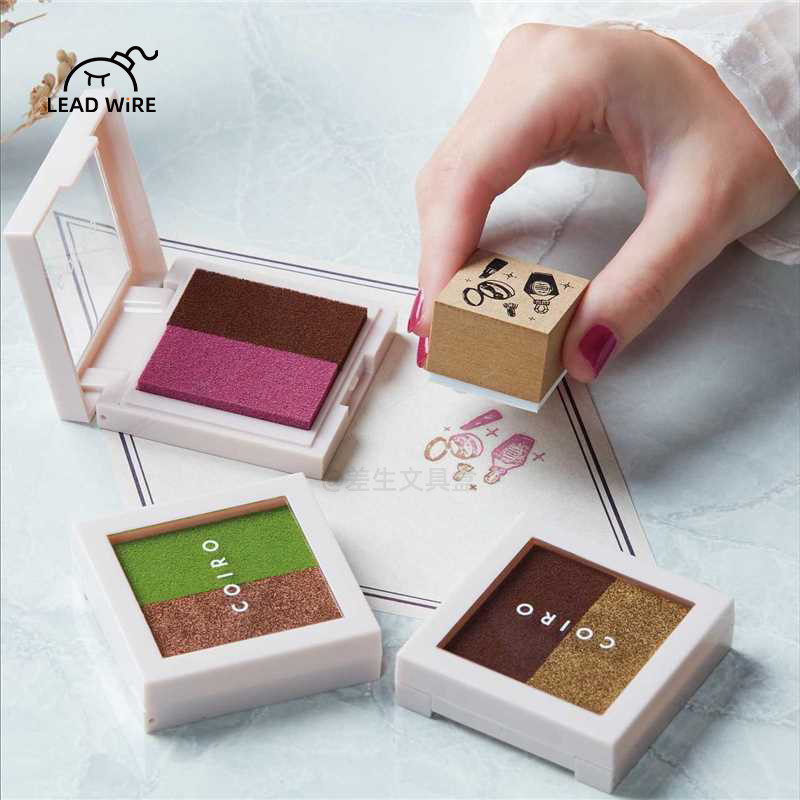 日本sunstar太阳星COIRO双色粉饼印台手帐复古叠色油性速