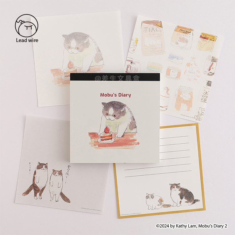 GreenFlash三花猫Mobu主题插画便签本胶带单片夹笔记本印花内页