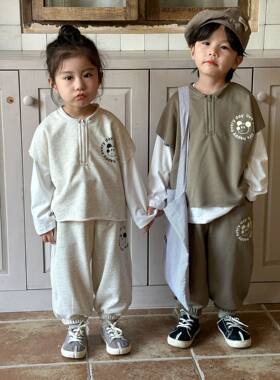 儿童秋装运动套装女童2026新款春秋季宝宝男童T恤卫衣卫裤三件套