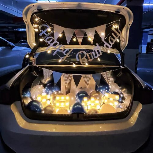 后备箱轿车三厢车生日表白布置