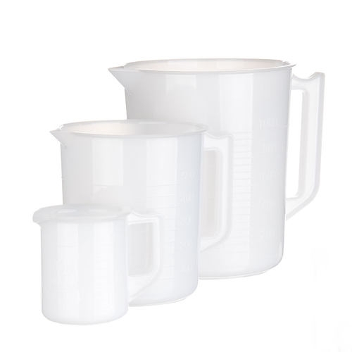 进口NIKKO塑料烧杯HDPE量杯带把手刻度100/200/500/1000ml2L5L10L
