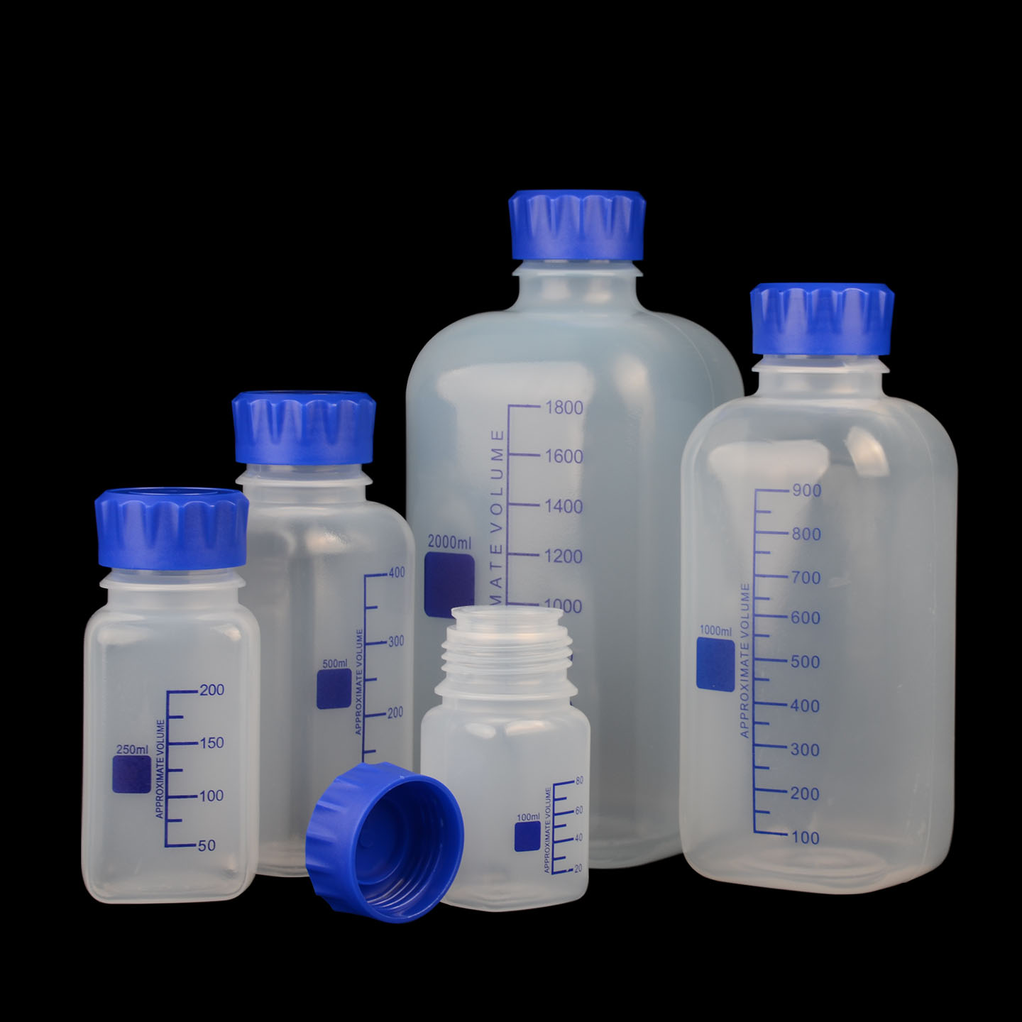 GL45塑料蓝盖试剂瓶PP聚丙烯100 250 500 1000ml塑料丝口瓶耐酸碱