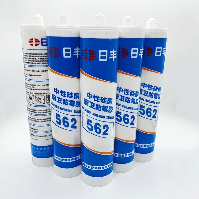 日丰玻璃胶中性防水防霉厨卫家用透明瓷白强力快干结构硅酮胶562