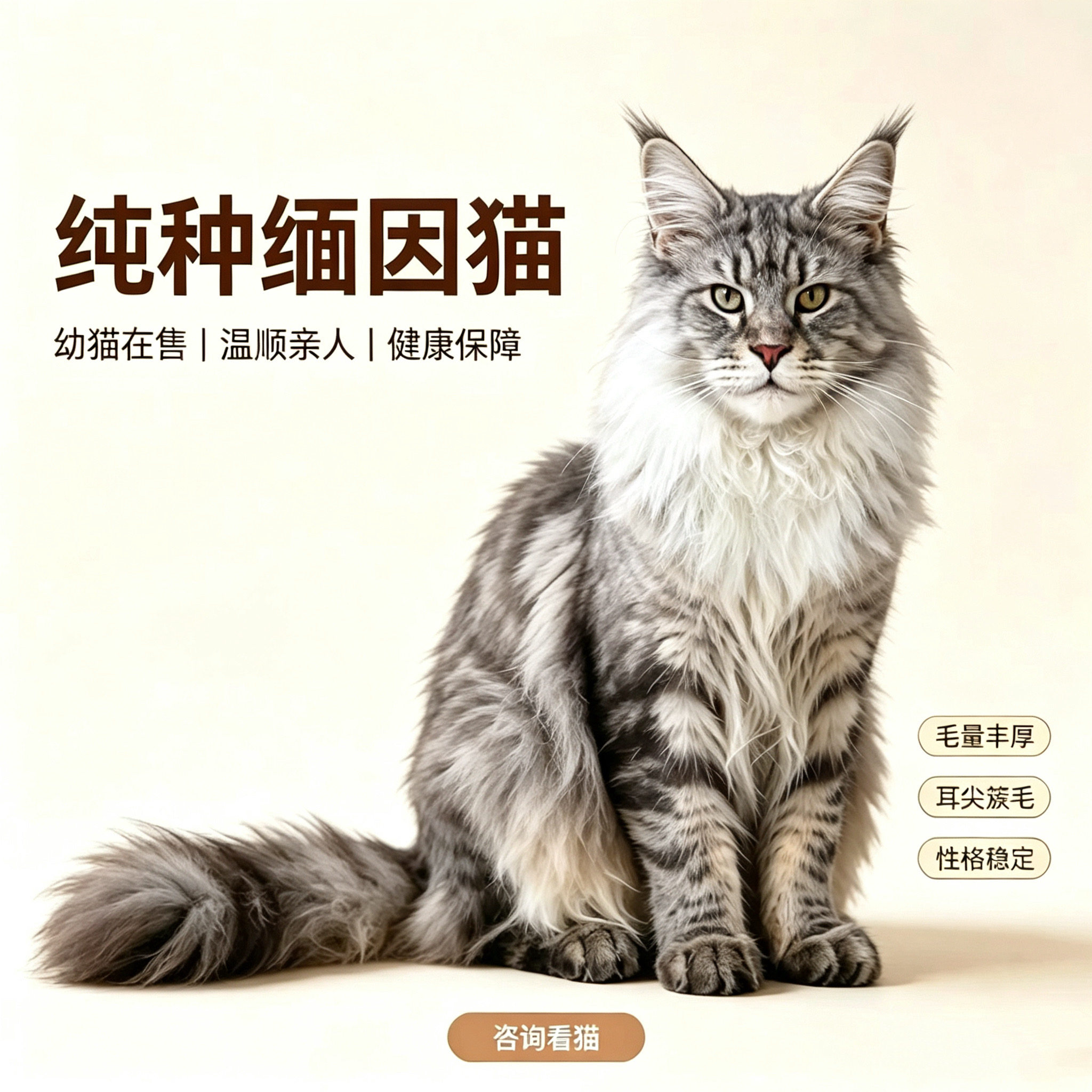 缅因猫幼猫纯种银虎斑俄罗斯巨型纯白烟灰缅因纯黑棕虎缅因宠物猫