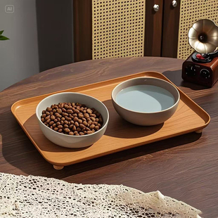 宠物猫碗架塑料猫咪食盆增高托盘防漏防打翻保护颈椎高脚餐盘