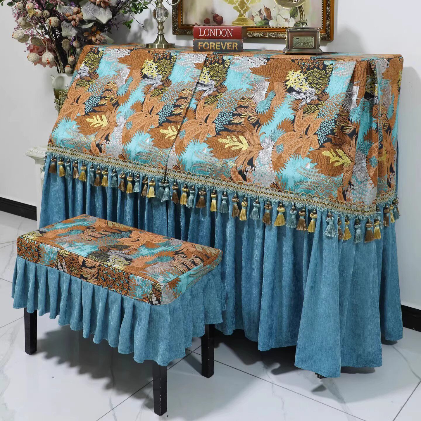 美式复古钢琴罩2025新款防尘罩盖布琴披盖巾高级感家用盖布