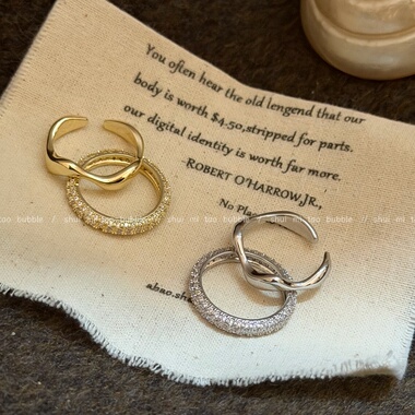 素圈锆石戒指女轻奢小众设计高级感叠戴食指戒2025新款装饰品指环