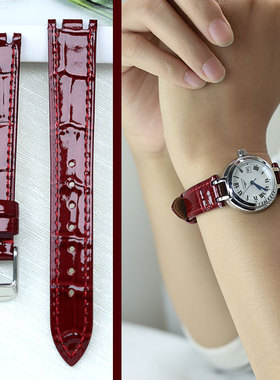 真皮牛皮适用浪琴心月系列女款手表带L8.110/115/113双凹口皮带