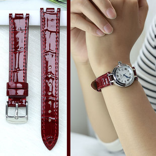 真皮牛皮适用浪琴心月系列女款手表带L8.110/115/113双凹口皮带