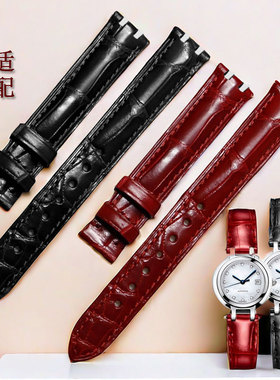 鳄鱼皮表带代用浪琴心月手表带专用接口L8.110/114/115/116.4