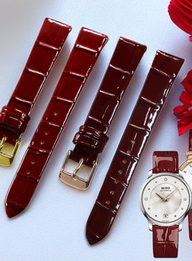 薄款亮光红色表带代用美度花浠贝伦赛丽格雅星空6272依波路LGR850