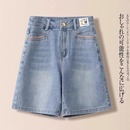 女夏2025新款 高腰宽松显瘦阔腿五分裤 牛仔短裤 夏季 夏天 热裤 A字裤