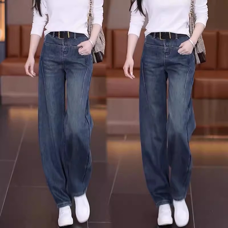牛仔裤女2025新款梧桐裤今年流行爆款裤子宽松休闲直筒弯刀阔腿裤