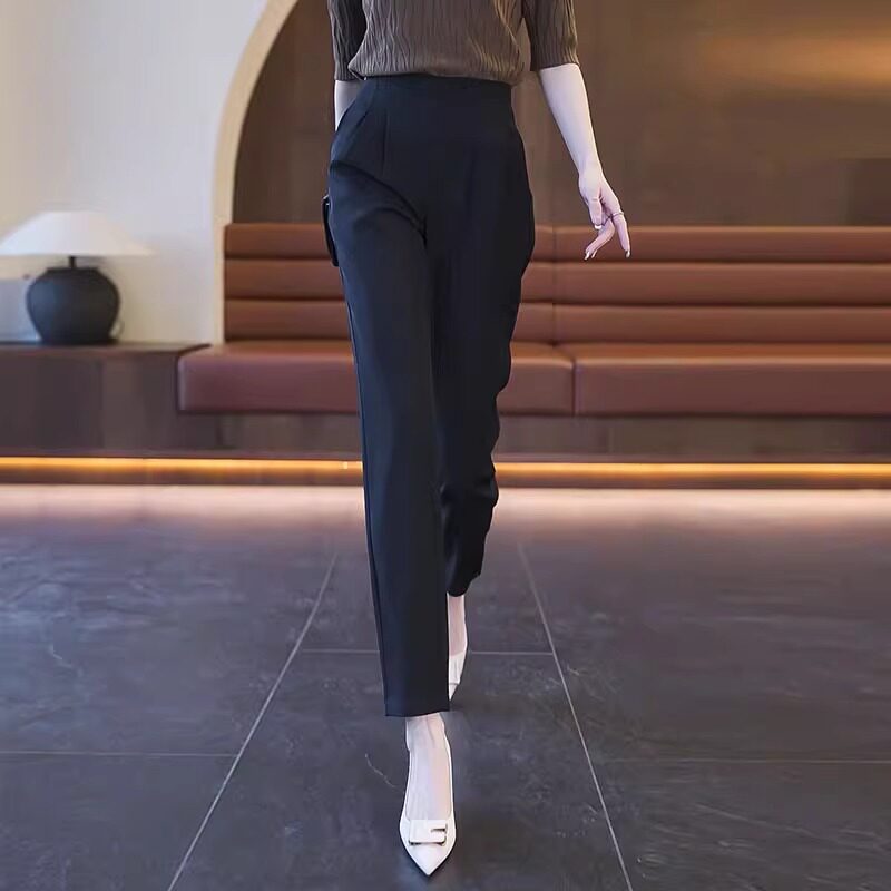 遮肚子哈伦裤女2026新款侧拉链西裤高腰裤子春秋职业女裤夏季薄款图片