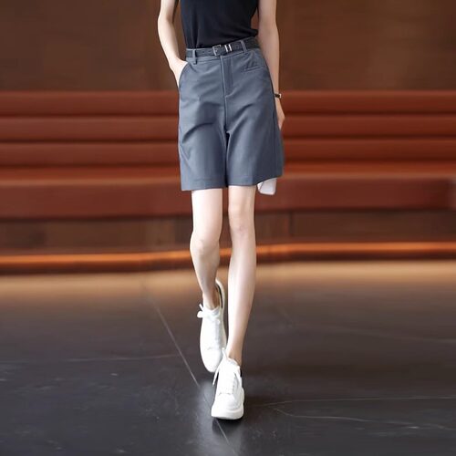 短裤女夏季薄款休闲西装女裤2025新款高腰直筒阔腿裤子宽松五分裤