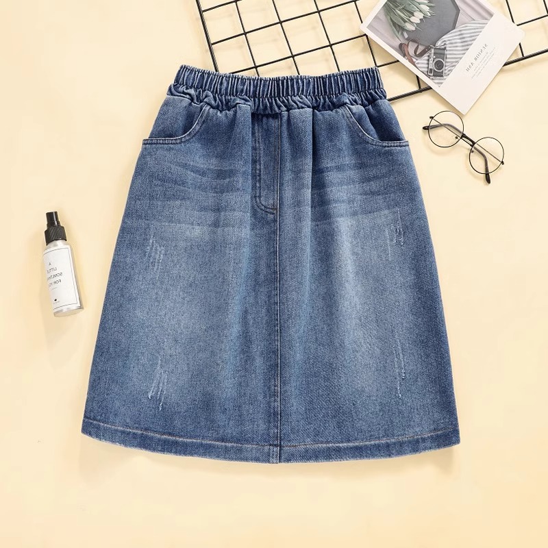 大码女装时尚减龄牛仔半身裙女夏季2025新款设计感小众松紧腰短裙
