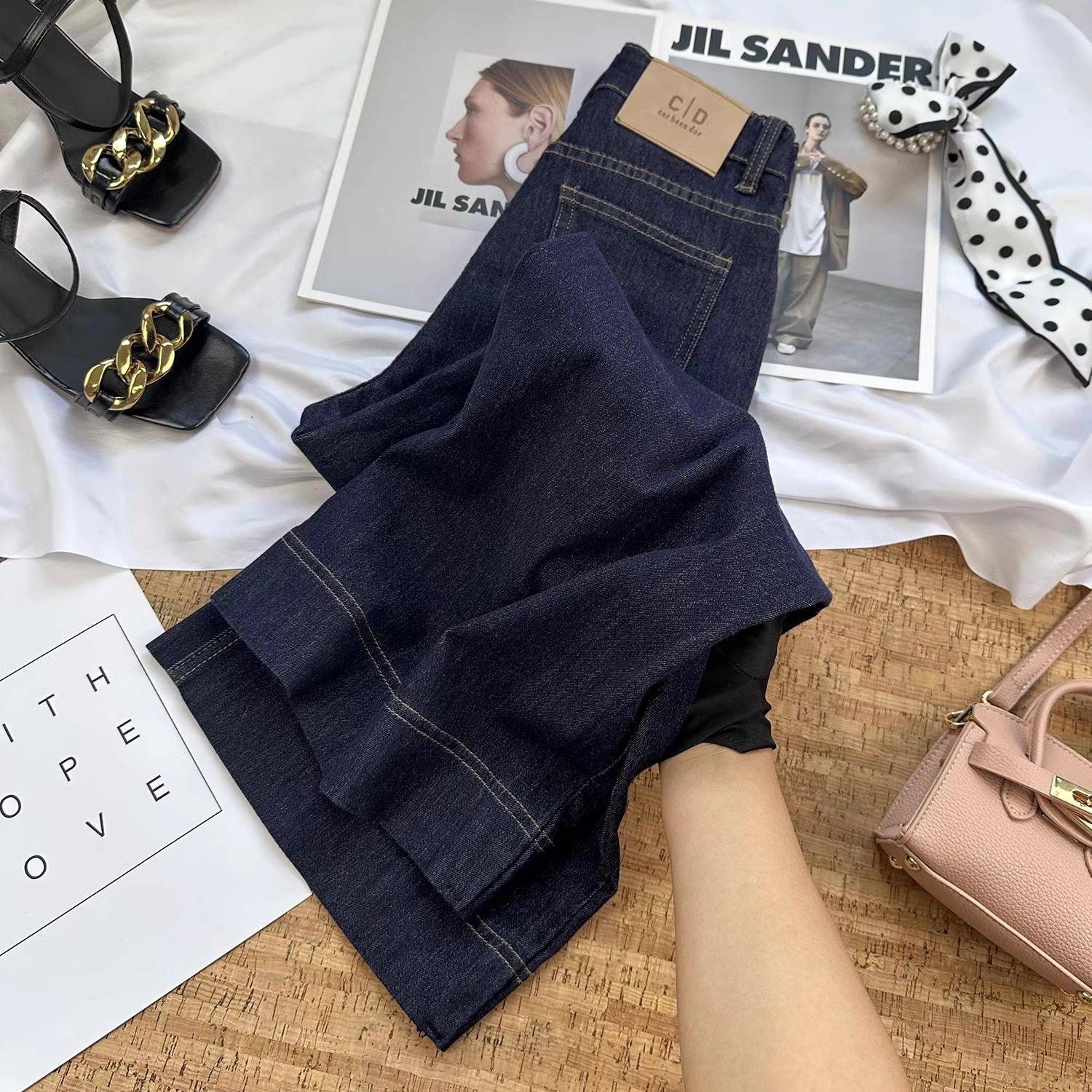 丹宁蓝阔腿牛仔裤女春季2025年高腰显瘦宽松垂感小个子阔腿裤子女,女装/女士精品,牛仔裤,淘宝优惠券,粉丝福利购,淘宝优惠卷