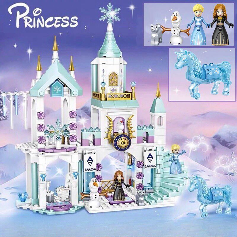 艾莎公主积木冰雪系列冰雪奇缘拼装城堡益智力玩具6-10岁Elsa礼物