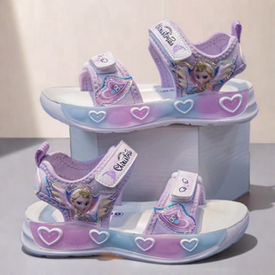 艾莎公主女童凉鞋软底冰雪奇缘儿童夏季沙滩鞋鞋软底防滑elsa运动