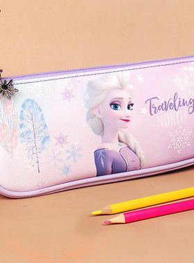 艾莎公主笔袋双层小学生冰雪奇缘文具盒Elsa女王学习用品女童紫色