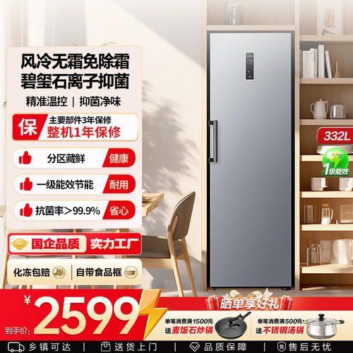 澳柯玛332升大容量无霜立式冷柜