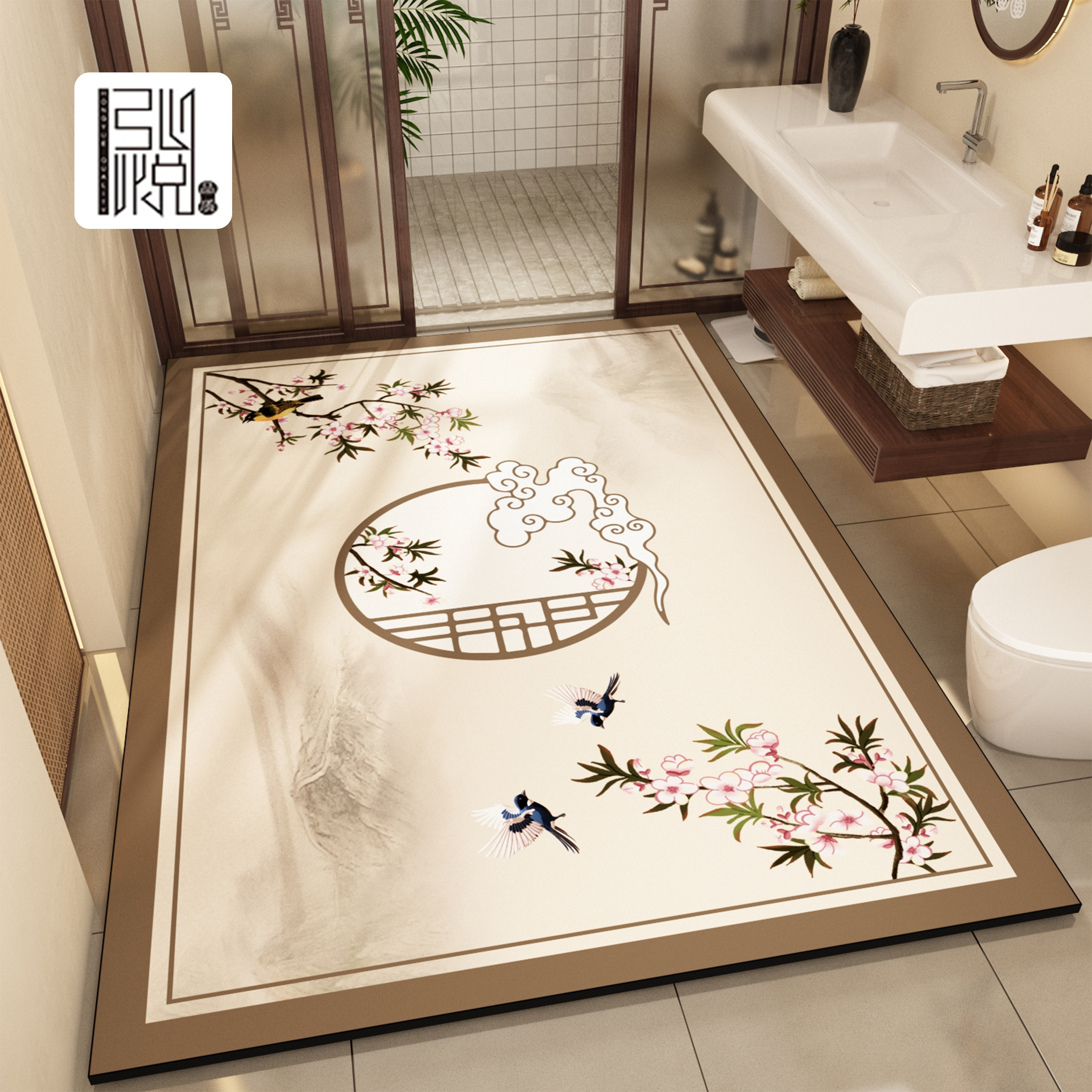 卫生间地垫大尺寸可裁剪浴室门口洗手池下硅藻泥吸水速干防滑脚垫