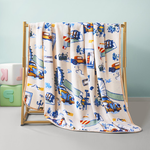 富安娜儿童毛毯卡通印花学生宿舍保暖法兰绒毯幼儿园午休空调毯