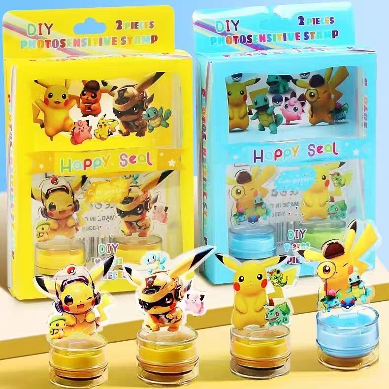 皮卡丘系列光敏印章套装卡通造型神奇宝贝手账印章宠物精灵造型章