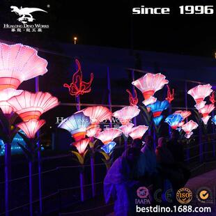 传统民俗灯会灯展春节彩灯场地设计布置创意伞形灯组场地亮化.
