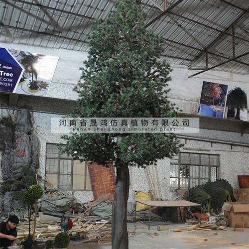 仿真迎客松厂家办公室装饰罗汉松造景假松树摆件美人松仿真松柏树